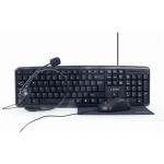 Gembird | 4-in-1 Multimedia office set | KBS-UO4-01 | Keyboard, Mouse, Pad and Headset Set | Wired | Mouse included | US | Black | 630 g