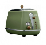 DELONGHI Icona Vintage Toaster CTOV 2103.GR 900W, Roostevaba teras, Kr&otilde;bukate, sulatamine, roheline