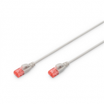 CAT 6 U-UTP Slim patch cord | Patch cord | Transparent red coloured connector for easy identification of Category 6 (250 MHz). Inner conductors: Copper (Cu) | Grey | 2 m | Modular RJ45 (8/8) plug