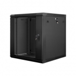 Lanberg | Rack cabinet 19" wall-mount 12U/600x600 (flat pack) with glass door | WF01-6612-10B | Black