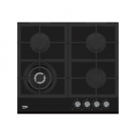 Beko HILW64235S Hob, Gas, Width 58,5 cm, 4 cooking zones, Mechanic control, Black | BEKO