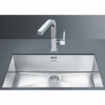 Valamu Smeg Quadra, 74 cm, alt monteeritav, k&auml;sitsi, v&auml;&auml;risteras, roostevaba teras