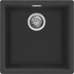 Valamu Smeg Quadra, 45 cm, alt monteeritav/t&ouml;&ouml;pinnale paigaldus, k&auml;sitsi, graniit, must