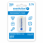 EverActive 16340 RCR123A 3.7V 700mAh Li-Ion mikro USB aku koos kaitsega taskulampidele