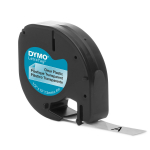 DYMO LetraTag plastteip 12mm x 4m / must l&auml;bipaistval peal (S0721540)