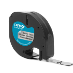DYMO LetraTag plastteip 12mm x 4m / must h&otilde;bedal (S0721710)