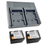 2x Aku Canon BP-828 2900 mAh + kahekordne laadija