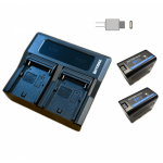 2x Sony NP-F750 PRO aku + LED 6400 mAh + kahekordne laadija