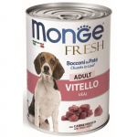 Monge Fresh Wet Dog Cans Pate - Chunkies m&auml;rgtoit koertele vasikalihaga, 400 g