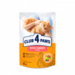 CLUB 4 PAWS Premium T&auml;isv&auml;&auml;rtuslik konserv t&auml;iskasvanud kassidele kalkuniga tarretises, 85 g
