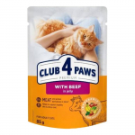CLUB 4 PAWS Premium T&auml;isv&auml;&auml;rtuslik konserv t&auml;iskasvanud kassidele veiselihaga tarretises, 85g