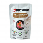 Konserveeritud kassitoit - Ontario Pouch tuunikala ja l&otilde;he puljongis, 80 g