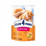 CLUB 4 PAWS Premium T&auml;iss&ouml;&ouml;t t&auml;iskasvanud kassidele vasikalihaga, 0,9 kg