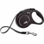 FLEXI New Classic M paelrihm koertele, 5 m, must