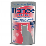 Monge Natural Wet Cat Pouches m&auml;rgtoit kassidele tuunikala, kana ja krevettidega, 80 g