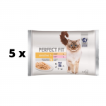 Konservid PERFECT FIT t&auml;iskasvanud kassidele kana ja l&otilde;hega, 4x85 g x 5 tk. pakett
