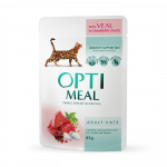 OPTIMEAL&trade; T&auml;isv&auml;&auml;rtuslik konserv t&auml;iskasvanud kassidele vasikalihaga j&otilde;hvikakastmes, 85 g