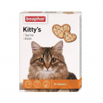 Vitamiiniga rikastatud toidulisand - Beaphar KITTY'S + Tauriin + Biotiin, 75 tabletti.