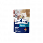 CLUB 4 PAWS Premium T&auml;iss&ouml;&ouml;t t&auml;iskasvanud v&auml;ikest t&otilde;ugu koertele lambaliha ja riisiga, 0,9 kg