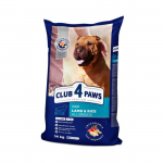 CLUB 4 PAWS Premium T&auml;iss&ouml;&ouml;t igat t&otilde;ugu t&auml;iskasvanud koertele lambaliha ja riisiga, 14 kg