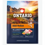 Koeratoit &ndash; Ontario t&auml;iskasvanud keskmise suurusega koertele m&otilde;eldud toit kala ja pruuni riisiga, 2,25 kg