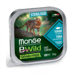 Monge BWILD Cat teraviljavaba m&auml;rgtoit steriliseeritud kassidele tuunikala ja k&ouml;&ouml;giviljadega, 100 g