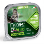 Monge BWILD Cat teraviljavaba m&auml;rgtoit steriliseeritud kassidele sealiha ja k&ouml;&ouml;giviljadega, 100 g