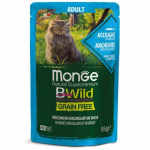 Monge BWILD Cat Pouches teraviljavaba m&auml;rgtoit kassidele an&scaron;oovise ja k&ouml;&ouml;giviljadega, 85 g