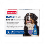 Kirpude ja puukide vastased tilgad koertele - Beaphar IMMO SHIELD LINE-ON DOG Suurtele koertele kaaluga 30&ndash;50 kg. 3 pipetti 4,5 ml.