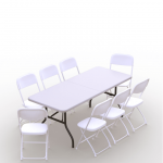 Kokkupandava m&ouml;&ouml;bli komplekt: Laud 180 valge, 8 tooli Europa valged