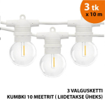 Valguskett terrassile 30 m Glow balta krāsa