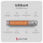 Infrapunasoojendi Heatum H2000R URBAN SILVER koos kolmjalaga