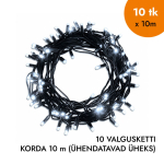 V&auml;lis- ja siseruumides kasutatav valguskett (k&uuml;lmvalged LED-lambipirnid) 100 m PROLED must
