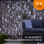 Valguskardin (k&uuml;lmvalged LED-lambipirnid) PROLED IP67 20x2 m