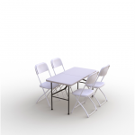 Kokkupandava m&ouml;&ouml;bli komplekt: Laud 120 valge, 4 tooli Europa valged