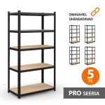 Panipaiga riiulid 180x90x40 PRO Must (5 tk)