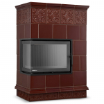 Kamin plaaditud p&otilde;randaga ja malmist nurgapealne kaminaplaat - PORTO Bronze