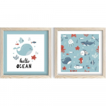 Laste pildid 2 tk 33x33 cm komplektis Hello Ocean - Wallity