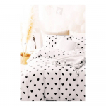 Valge Renforc&eacute; puuvillane pikendatud voodipesu &uuml;heinimesevoodile koos linaga/3-osaline 160x220 cm Mini Hearts - Mila Home