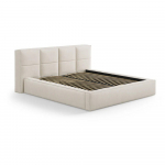 Kreem polsterdatud kaheinimesevoodi panipaiga ja liistudest raamiga 160x200 cm Simon Darren - Micadoni