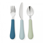 3-osaline roheline/sinine silikoonist laste s&ouml;&ouml;giriistade komplekt Ocean Mix - Cam Cam Copenhagen