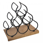 Puidust/metallist veiniriiul, pudelite arv 6 Black - Orion