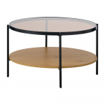 &Uuml;mmargune kohvilaud naturaalses v&auml;rvitoonis klaasist pealispinnaga, &oslash; 84 cm Hassel - Unique Furniture