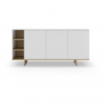 Valge tammedekooriga madal kummut 170x80 cm Cequoia - Marckeric