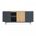 Antratsiitne-puiduv&auml;rvi tammedekooriga madal kummut 180x78 cm Otto - Teulat