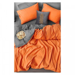 Oranž-hall pikendatud neljaosaline puuvillane voodipesu komplekt kaheinimesevoodile koos linaga 200x220 cm - Mila Home
