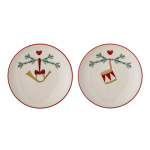 Kreemjad j&otilde;ulumotiiviga kivikeraamilised desserttaldrikud, 2 tk, &oslash; 16 cm Yule &ndash; Bloomingville