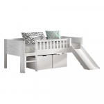 Valge k&otilde;rge m&auml;nni t&auml;ispuidust lastevoodi koos voodip&otilde;hja ja hoiuruumiga 90x200 cm Scott &ndash; Vipack