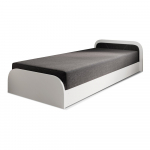 Valge/tumehall polsterdatud/puitlaastplaadist &uuml;heinimesevoodi panipaiga ja madratsiga 80x190 cm Parys - ELTAP