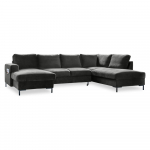 Tumehall sametist U-kujuline diivanvoodi, paremas nurgas Lofty Lilly - Miuform